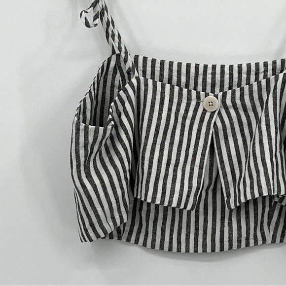 Madewell open back striped linen crop top - Picture 3 of 5